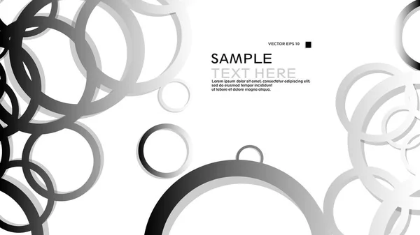 Simple Circles Background Gradient Black White Shadow Vector Graphic Design — Stock Vector