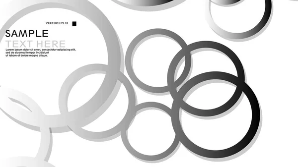 Jednoduché Kruhy Pozadí Přechodem Černá Bílá Stín Vektorový Grafický Design — Stockový vektor