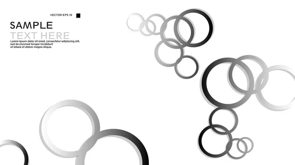 Eenvoudig Cirkels Achtergrond Met Kleurovergang Zwart Wit Schaduw Grafisch Ontwerp — Stockvector
