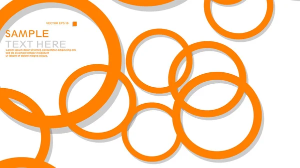 Enkla Cirklar Bakgrund Med Färg Orange Och Skugga Vector Graphic — Stock vektor