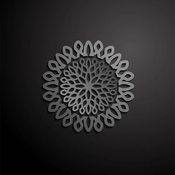 Vektoros Illusztráció Mandala Szürke Virágmintás Sziluettjét Keleti Ornament Coaster Design — Stock Vector