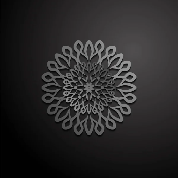 Mandala Ilustração Vetorial Padrão Floral Cinzento Silhueta Oriental Ornament Coaster — Vetor de Stock