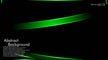 Vektör yeşil şerit dalga siyah bir arka plan üzerinde. Modern teknoloji arka plan için düzen tasarım şablonları