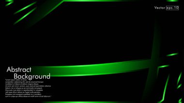 Vektör yeşil şerit dalga siyah bir arka plan üzerinde. Modern teknoloji arka plan için düzen tasarım şablonları