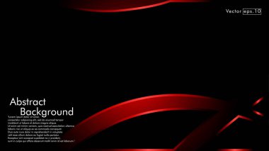 Siyah bir zemin üzerine kırmızı kurdele dalga vektör. modern teknoloji arka plan için düzen tasarım şablonu