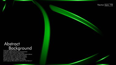 Vektör yeşil şerit dalga siyah bir arka plan üzerinde. Modern teknoloji arka plan için düzen tasarım şablonları