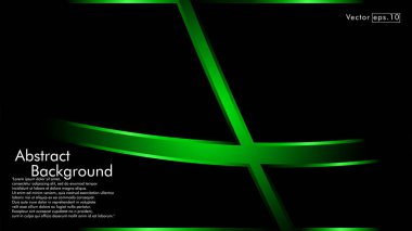 Vektör yeşil şerit dalga siyah bir arka plan üzerinde. Modern teknoloji arka plan için düzen tasarım şablonları