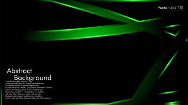 Vektör yeşil şerit dalga siyah bir arka plan üzerinde. Modern teknoloji arka plan için düzen tasarım şablonları