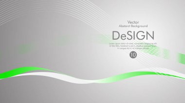 Vektör arka plan yeşil dalgalı çizgilerle gri bir arka plan