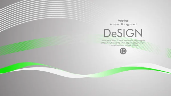 Vector Abstrakt Bakgrund Med Gröna Vågiga Linjer Med Grå Bakgrund — Stock vektor