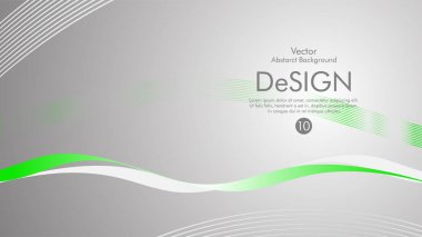 Vektör arka plan yeşil dalgalı çizgilerle gri bir arka plan
