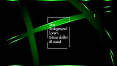 Vektör yeşil şerit dalga siyah bir arka plan üzerinde. Modern teknoloji arka plan için düzen tasarım şablonları
