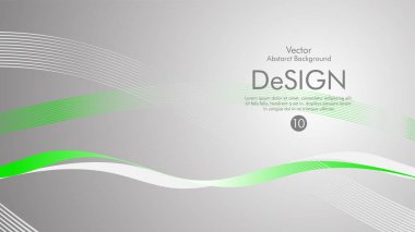 Vektör arka plan yeşil dalgalı çizgilerle gri bir arka plan