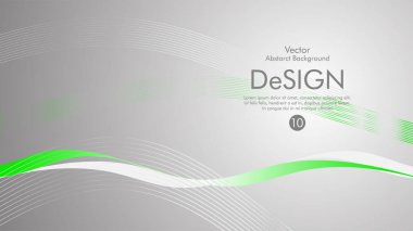 Vektör arka plan yeşil dalgalı çizgilerle gri bir arka plan