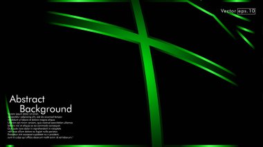 Vektör yeşil şerit dalga siyah bir arka plan üzerinde. Modern teknoloji arka plan için düzen tasarım şablonları