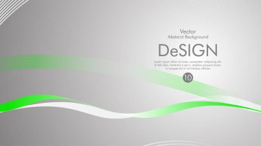 Vektör arka plan yeşil dalgalı çizgilerle gri bir arka plan