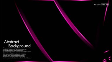 Siyah bir zemin üzerine pembe kurdele dalga vektör. Modern teknoloji arka plan için düzen tasarım şablonları