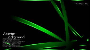 Vektör yeşil şerit dalga siyah bir arka plan üzerinde. Modern teknoloji arka plan için düzen tasarım şablonları