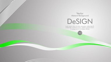 Vektör arka plan yeşil dalgalı çizgilerle gri bir arka plan