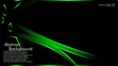 Vektör yeşil şerit dalga siyah bir arka plan üzerinde. Modern teknoloji arka plan için düzen tasarım şablonları