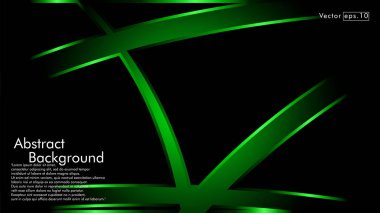 Vektör yeşil şerit dalga siyah bir arka plan üzerinde. Modern teknoloji arka plan için düzen tasarım şablonları