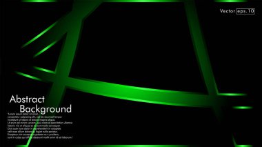 Vektör yeşil şerit dalga siyah bir arka plan üzerinde. Modern teknoloji arka plan için düzen tasarım şablonları