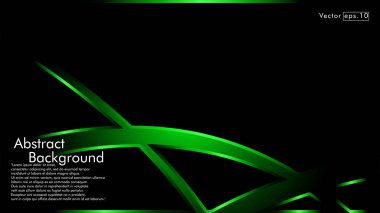 Vektör yeşil şerit dalga siyah bir arka plan üzerinde. Modern teknoloji arka plan için düzen tasarım şablonları