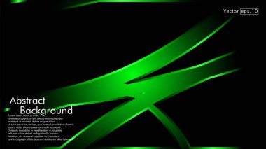 Vektör yeşil şerit dalga siyah bir arka plan üzerinde. Modern teknoloji arka plan için düzen tasarım şablonları