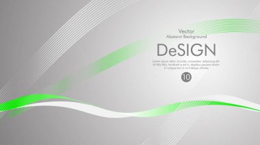 Vektör arka plan yeşil dalgalı çizgilerle gri bir arka plan