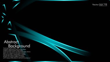 Siyah bir zemin üzerine mavi ışık şerit dalga vektör. Modern teknoloji arka plan için düzen tasarım şablonları