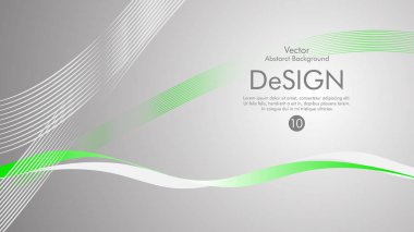 Vektör arka plan yeşil dalgalı çizgilerle gri bir arka plan