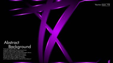 Vektör mor kurdele dalga siyah bir arka plan üzerinde. Modern teknoloji arka plan için düzen tasarım şablonları