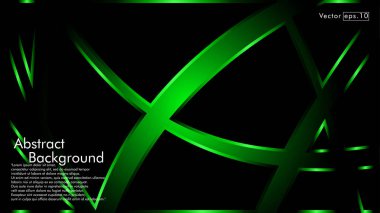 Vektör yeşil şerit dalga siyah bir arka plan üzerinde. Modern teknoloji arka plan için düzen tasarım şablonları