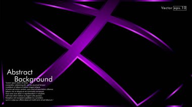 Vektör mor kurdele dalga siyah bir arka plan üzerinde. Modern teknoloji arka plan için düzen tasarım şablonları