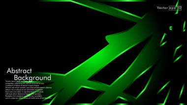 Vektör yeşil şerit dalga siyah bir arka plan üzerinde. Modern teknoloji arka plan için düzen tasarım şablonları