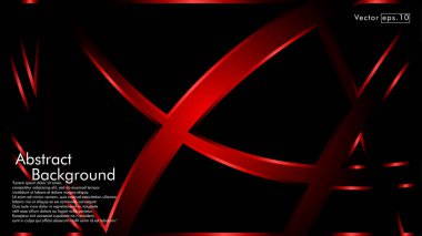 Siyah bir zemin üzerine kırmızı kurdele dalga vektör. modern teknoloji arka plan için düzen tasarım şablonu