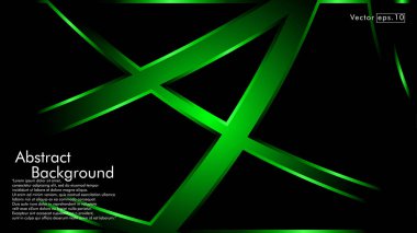 Vektör yeşil şerit dalga siyah bir arka plan üzerinde. Modern teknoloji arka plan için düzen tasarım şablonları