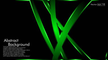 Vektör yeşil şerit dalga siyah bir arka plan üzerinde. Modern teknoloji arka plan için düzen tasarım şablonları