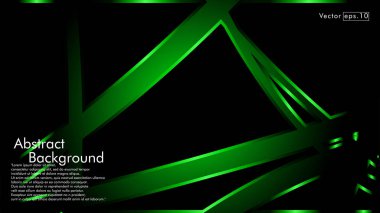 Vektör yeşil şerit dalga siyah bir arka plan üzerinde. Modern teknoloji arka plan için düzen tasarım şablonları