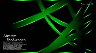 Vektör yeşil şerit dalga siyah bir arka plan üzerinde. Modern teknoloji arka plan için düzen tasarım şablonları