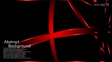 Siyah bir zemin üzerine kırmızı kurdele dalga vektör. modern teknoloji arka plan için düzen tasarım şablonu