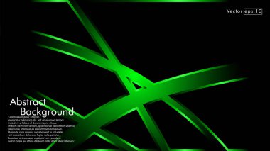 Vektör yeşil şerit dalga siyah bir arka plan üzerinde. Modern teknoloji arka plan için düzen tasarım şablonları