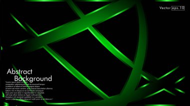 Vektör yeşil şerit dalga siyah bir arka plan üzerinde. Modern teknoloji arka plan için düzen tasarım şablonları