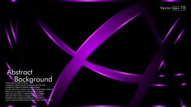 Vektör mor kurdele dalga siyah bir arka plan üzerinde. Modern teknoloji arka plan için düzen tasarım şablonları