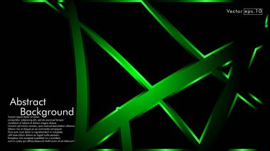 Vektör yeşil şerit dalga siyah bir arka plan üzerinde. Modern teknoloji arka plan için düzen tasarım şablonları