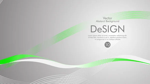 Vektorový Pozadí Abstraktní Zelené Vlnovky Šedým Pozadím — Stockový vektor