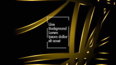 Siyah bir zemin üzerine altın şerit dalga vektör. Modern teknoloji arka plan için düzen tasarım şablonları