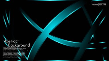 Siyah bir zemin üzerine mavi ışık şerit dalga vektör. Modern teknoloji arka plan için düzen tasarım şablonları