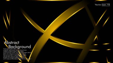 Siyah bir zemin üzerine altın şerit dalga vektör. Modern teknoloji arka plan için düzen tasarım şablonları