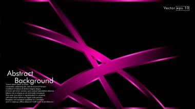 Siyah bir zemin üzerine pembe kurdele dalga vektör. Modern teknoloji arka plan için düzen tasarım şablonları